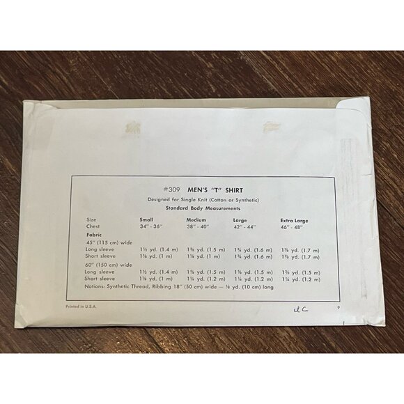 Kwik Sew 309 Sewing Pattern Vintage Men's Raglan Sleeve T-Shirt Sizes S-XL UNCUT - Picture 2 of 3